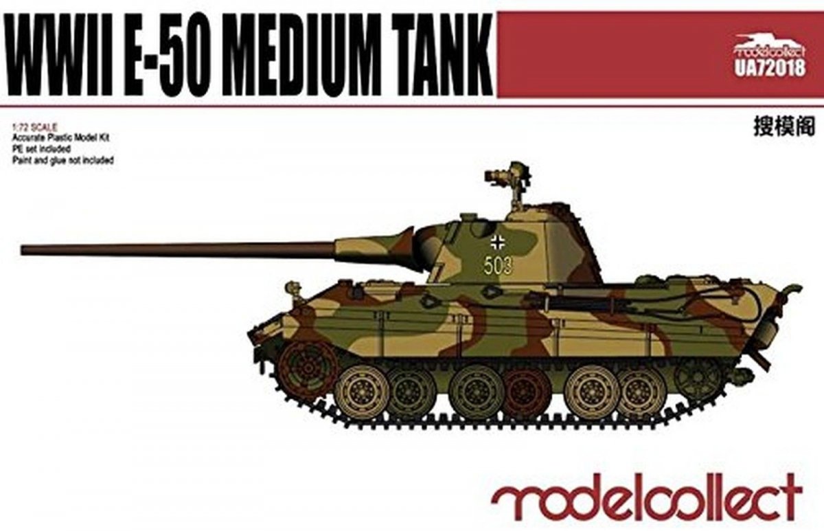 Modelcollect UA72018 Char moyen allemand E-50 de la Seconde Guerre mondiale, échelle 1/72