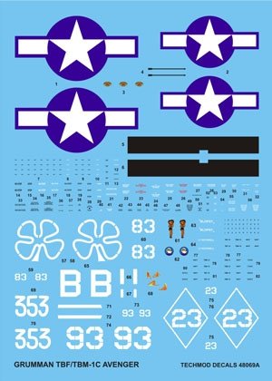 Techmod 48069 - Grumman TBM-1C Avenger 1/48