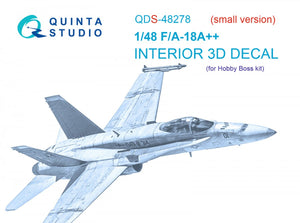Intérieur imprimé en 3D et coloré sur papier décalcomanie Quinta Studio QDS-48278 F/A-18A++ (HobbyBoss) (Petite version) 1/48