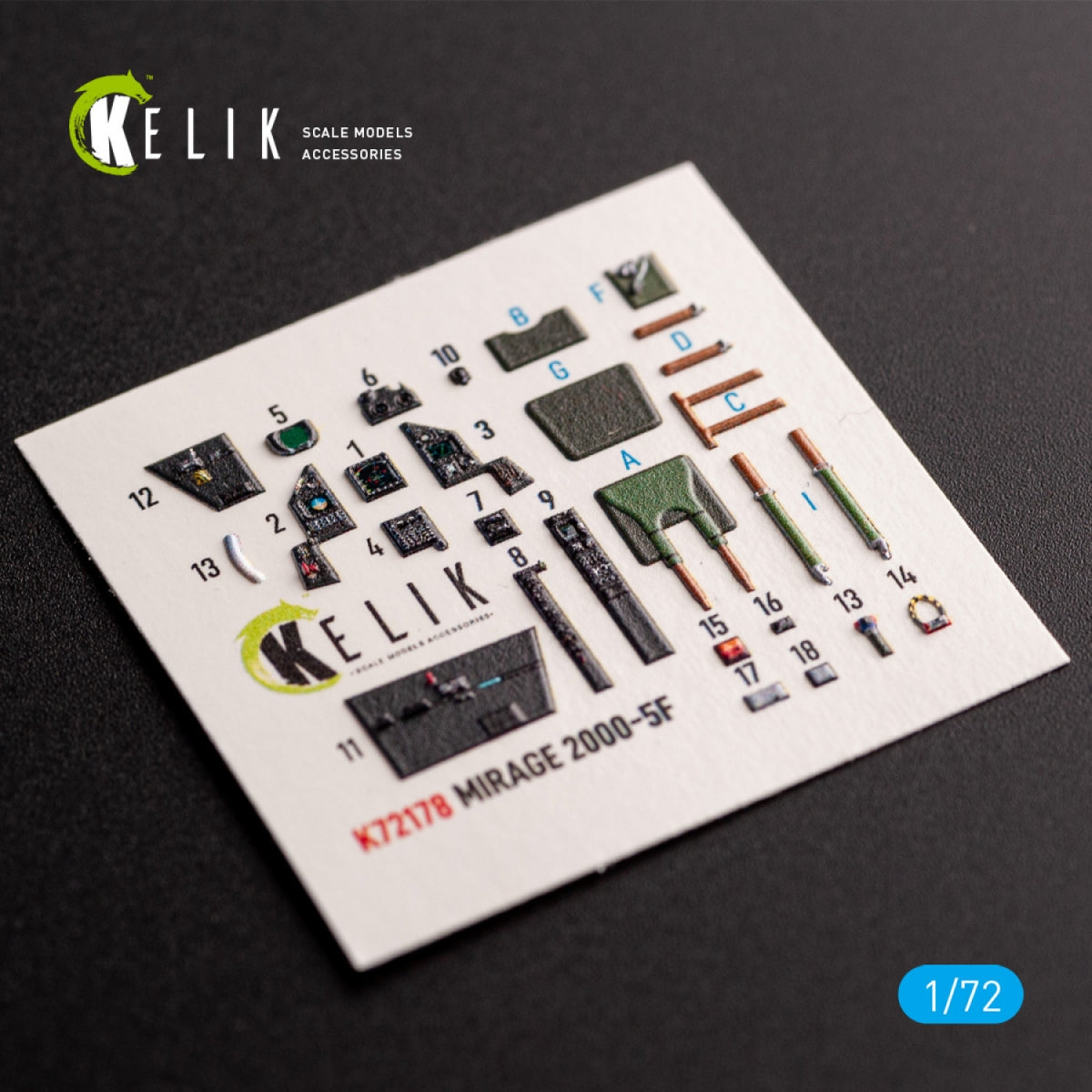 KELIK K72178 Mirage 2000-5F - interior 3D decals for ModelSvit kit 1/72