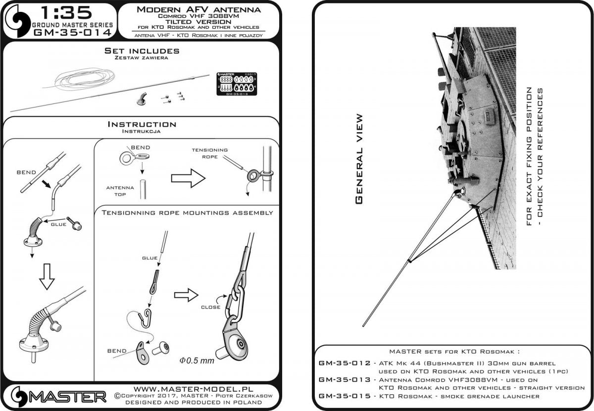 Antenne Master GM-35-014 Comrod VHF3088VM - utilisée sur KTO Rosomak et autres véhicules (1 pc.) - version avec une base coudée (1/35) – image 5