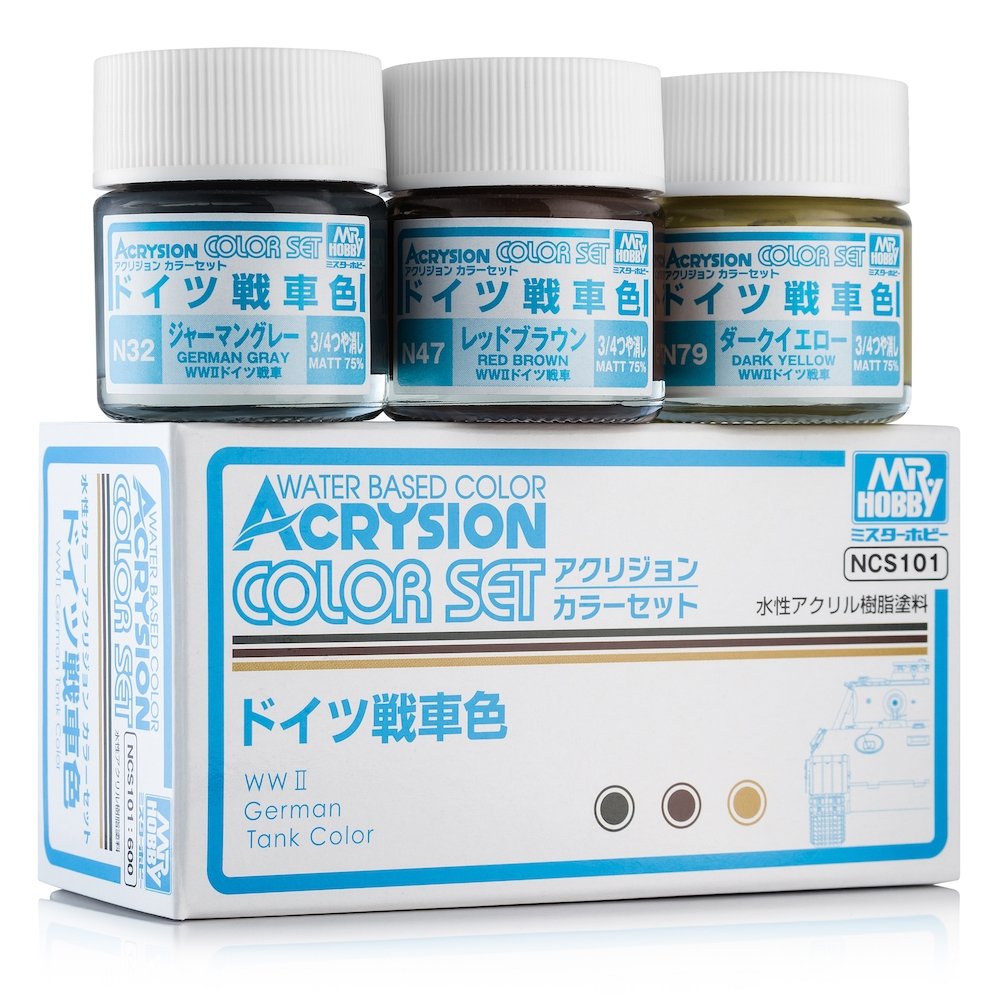Gunze Sangyo NCS-101 Coffret de peinture pour chars allemands, 3 x 10 ml