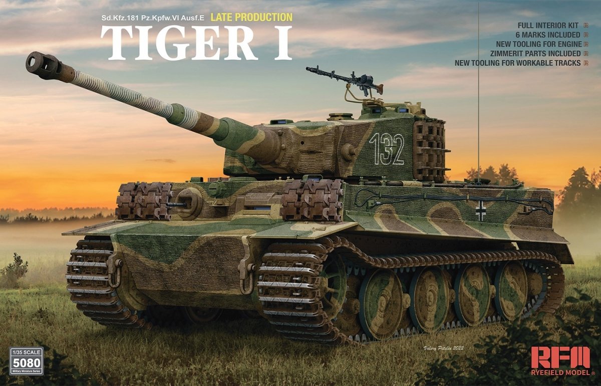 Rye Field Model 5080 Tiger I Late Production Zimmerit &amp;amp; Full Interior 1/35