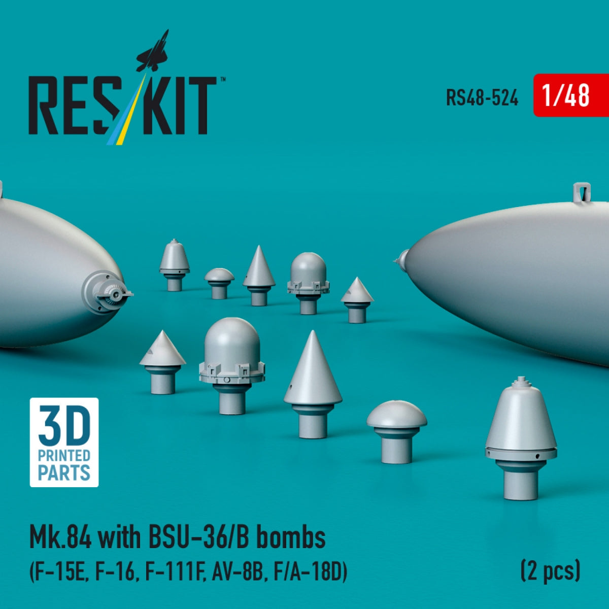RESKIT RS48-0524 Mk.84 avec bombes BSU-36/B (2 pièces) imprimées en 3D) 1/48  – image 2
