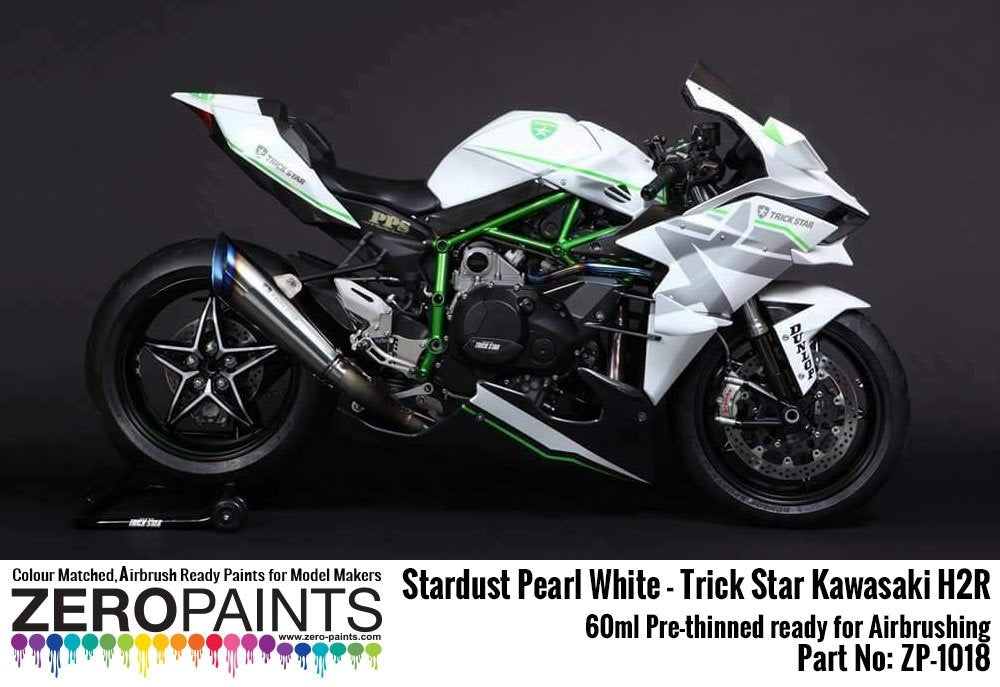 Peinture Zero Paints ZP-1018 Trick Star Kawasaki H2R Blanc nacré Stardust 60 ml – image 2