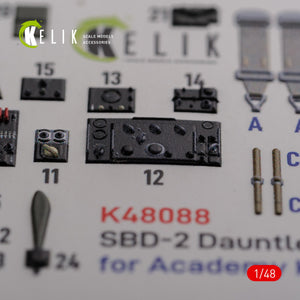Décalcomanies 3D intérieures KELIK K48088 SBD-2 Dauntless pour maquette Academy au 1/48 – Bild 4