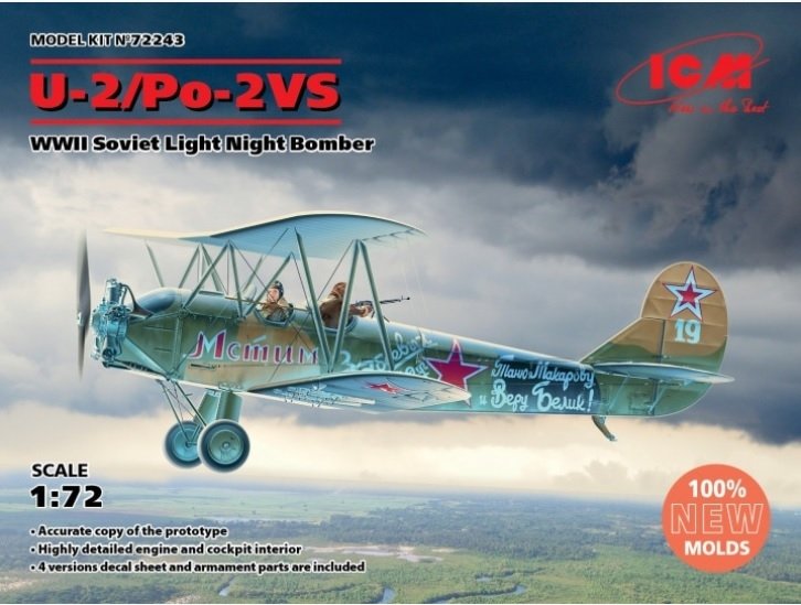 ICM 72243 U-2 / Po-2VS Bombardier léger de nuit soviétique de la Seconde Guerre mondiale, échelle 1/72
