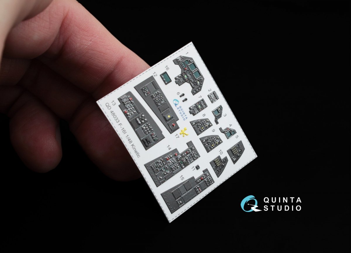 Intérieur imprimé en 3D et coloré sur papier décalcomanie Quinta Studio QD48033 F-16I (pour kit Kinetic) 1/48 – Bild 3