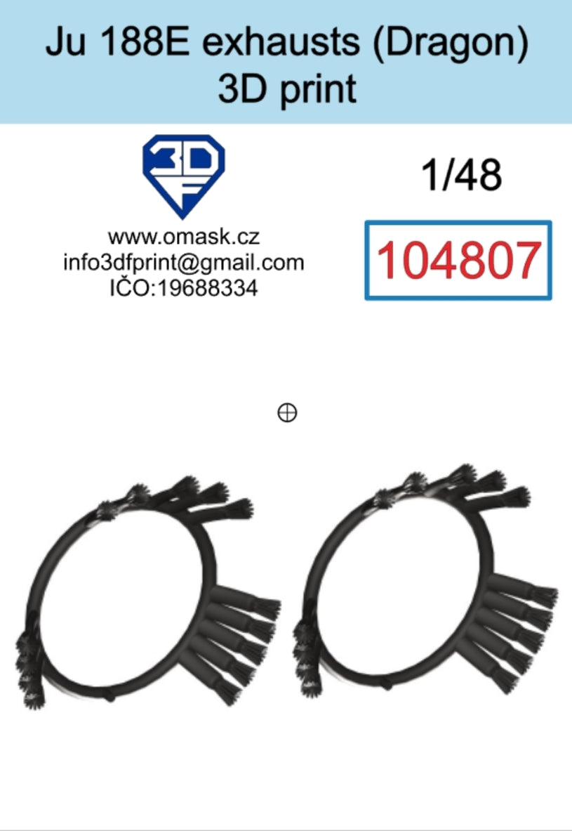Échappement Omask 104807 Ju 188E (Dragon) Impression 3D 1/48