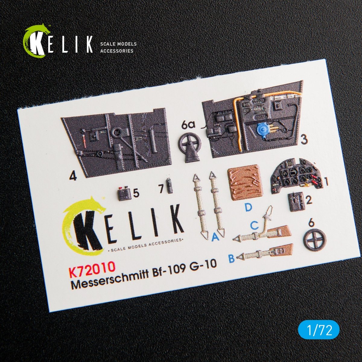KELIK K72010 BF109-10G INTERIOR 3D DECALS FOR FINE MOLDS KIT 1/72 – zdjęcie 2