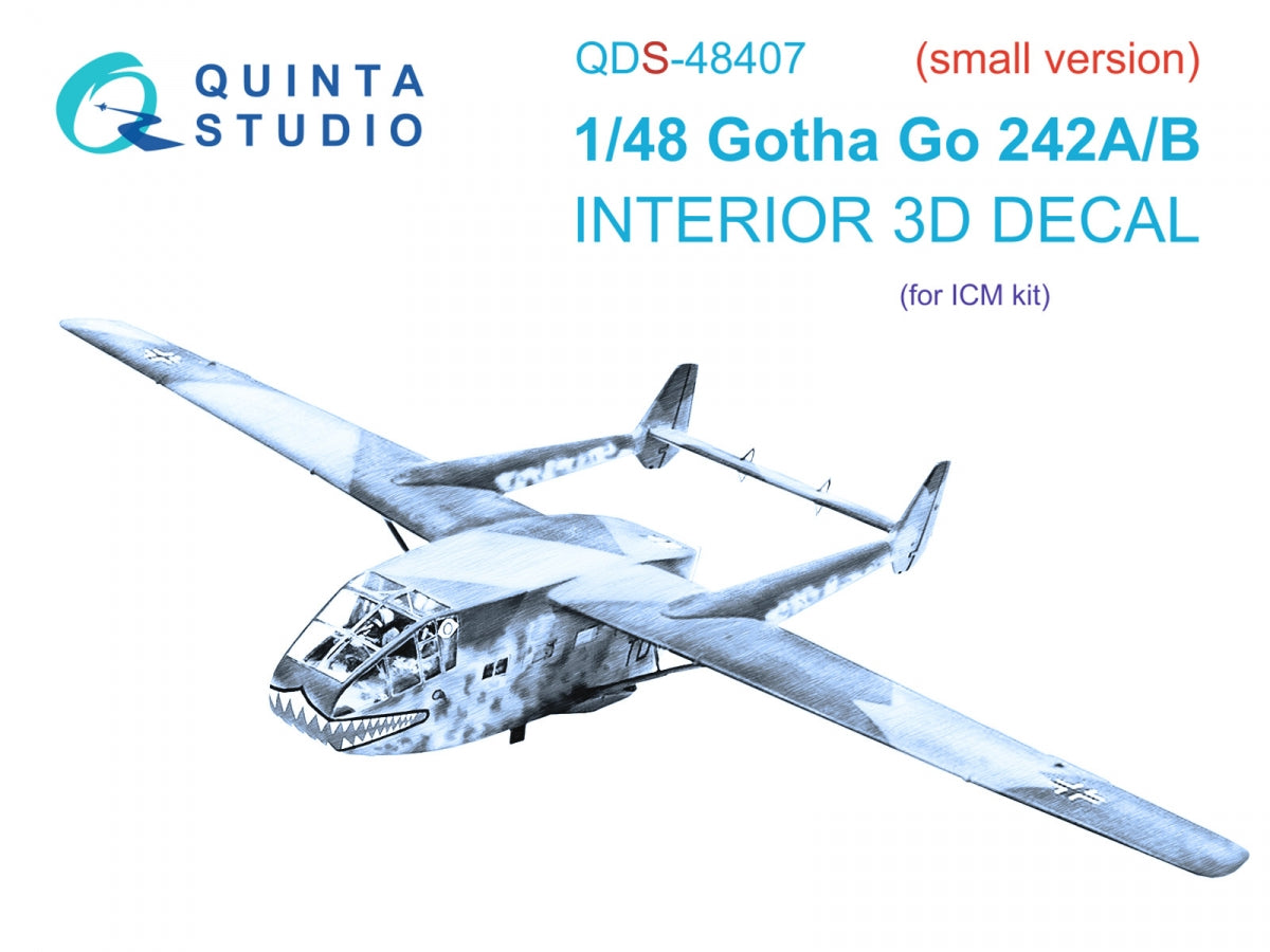 Intérieur coloré imprimé en 3D sur papier décalcomanie (ICM) Quinta Studio QDS-48407 Go 242A-B (petite version) 1/48