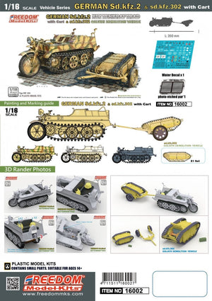 Freedom 16002 ALLEMAND SD.KFZ.2 KETTENKRAFTRAD &amp;amp; SD.KFZ.302 VÉHICULE DE DÉMOLITION GOLIATH 1/16 – imagen 2