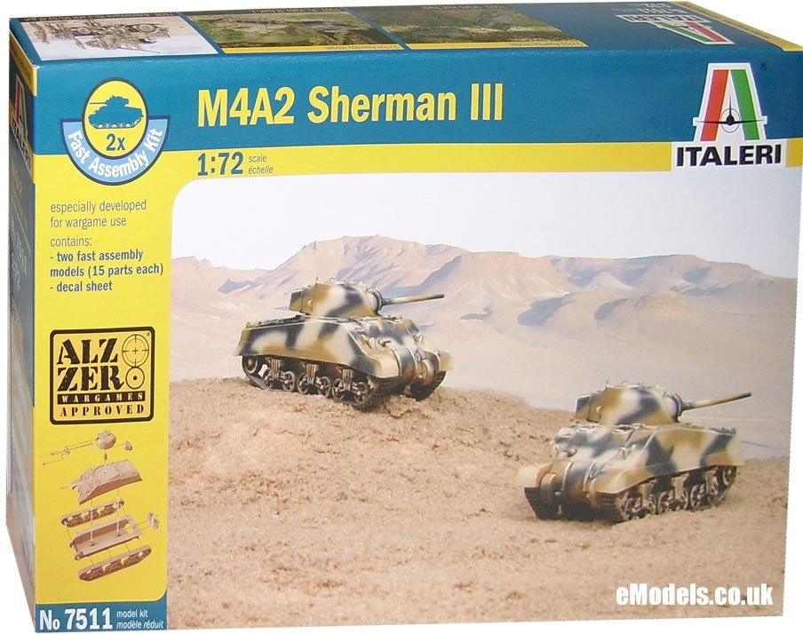 Italeri 7511 Char moyen américain M4A2 Sherman III (1/72)