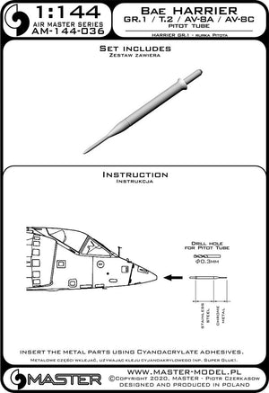 Master AM-144-036 Harrier GR.1 / T.2 / AV-8A / AV-8C - Tube de Pitot 1/144  – image 3