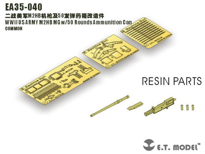 Maquette ET EA35-040 de la mitrailleuse M2HB de l&amp;#39;armée américaine de la Seconde Guerre mondiale avec boîte de munitions de 50 cartouches, échelle 1/35 – Bild 2