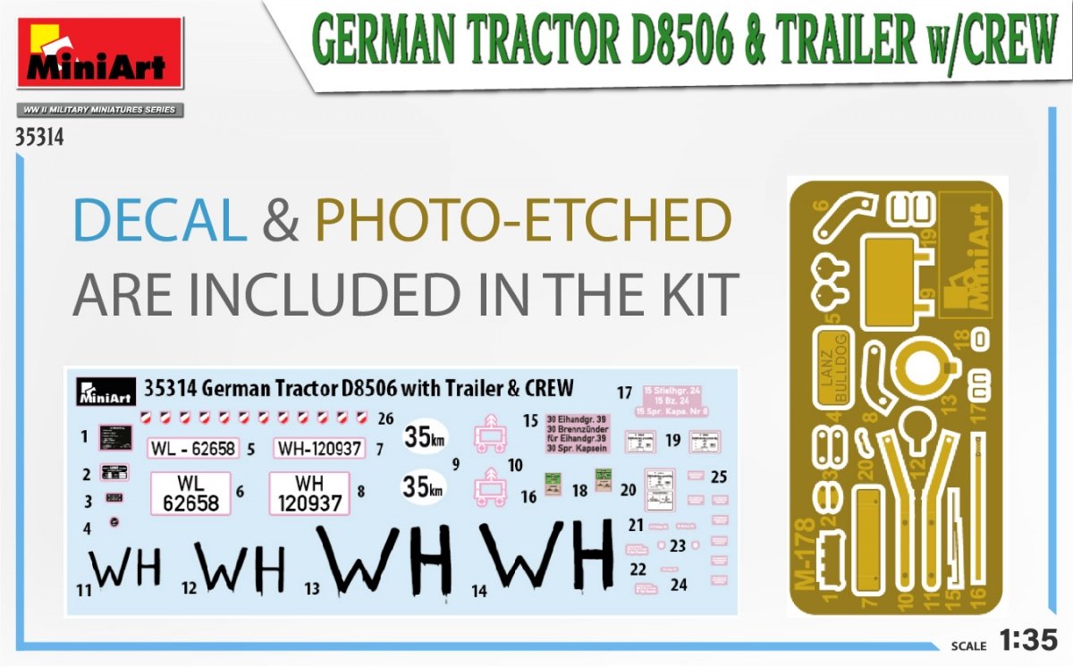 MiniArt 35314 Tracteur allemand D8506 et remorque avec équipage 1/35 – immagine 2
