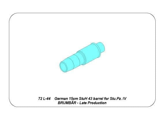 Aber 72L-44 Lufa 15cm StuH 43 do działa pancernrgo Stu.Pz. IV BRUMBAR – późna wersja / German 15cm StuH 43 Barrel for Stu.Pz. IV BRUMBAR – middle/late version 1/72 – zdjęcie 5