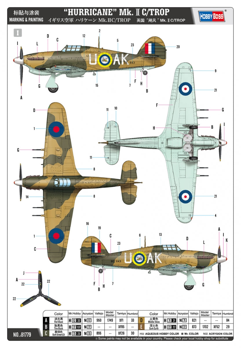 Hobby Boss 81779 Hawker Hurricane Mk.IIc / Trop 1/48 – immagine 5