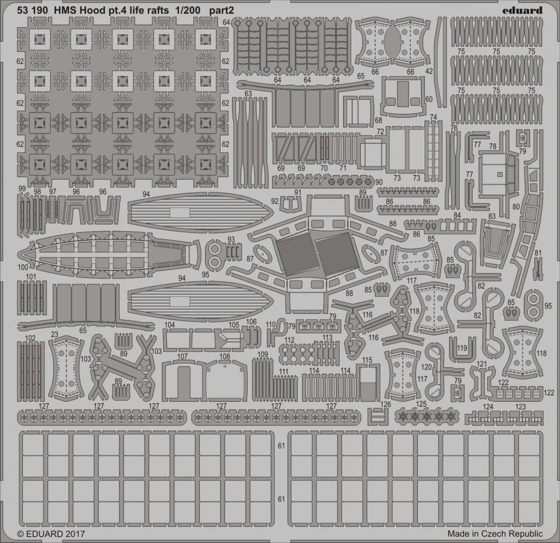 Eduard 53190 HMS Hood pt. 4 radeaux de sauvetage TRUMPETER 1/200