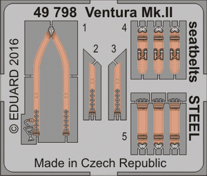 Ceintures de sécurité Eduard 49798 Ventura Mk. II, acier Revell, échelle 1/48