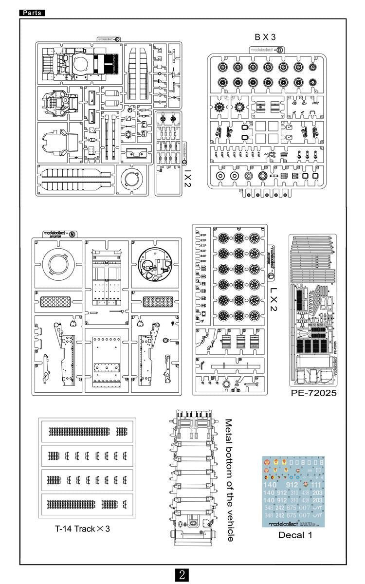 Modelcollect UA72127 TOS-2 Système de roquettes thermobariques multilancement prospectif sur plateforme de combat universelle Armata (1/72) – Bild 5