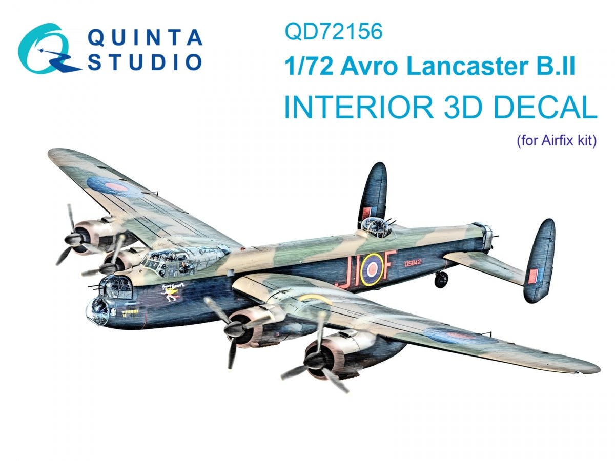 Intérieur coloré imprimé en 3D sur papier décalcomanie pour Avro Lancaster B.II (Airfix) - Quinta Studio QD72156 - Échelle 1/72