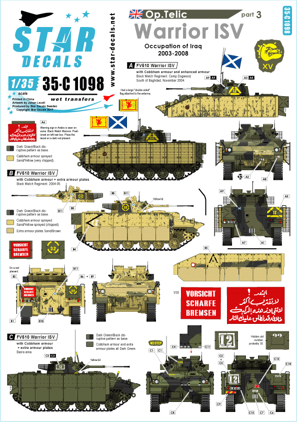 Planche de décalcomanies Star Decals 35-C1098. Telic 3 1/35