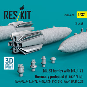 RESKIT RS32-0498 Bombes Mk.83 avec MAU-91 à protection thermique (4 pièces) (impression 3D) 1/32 – immagine 2