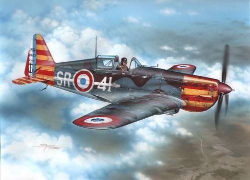 Azur A114 Morane Saulnier MS 406C.1 Red &amp; Yellow Stripes (1/72)