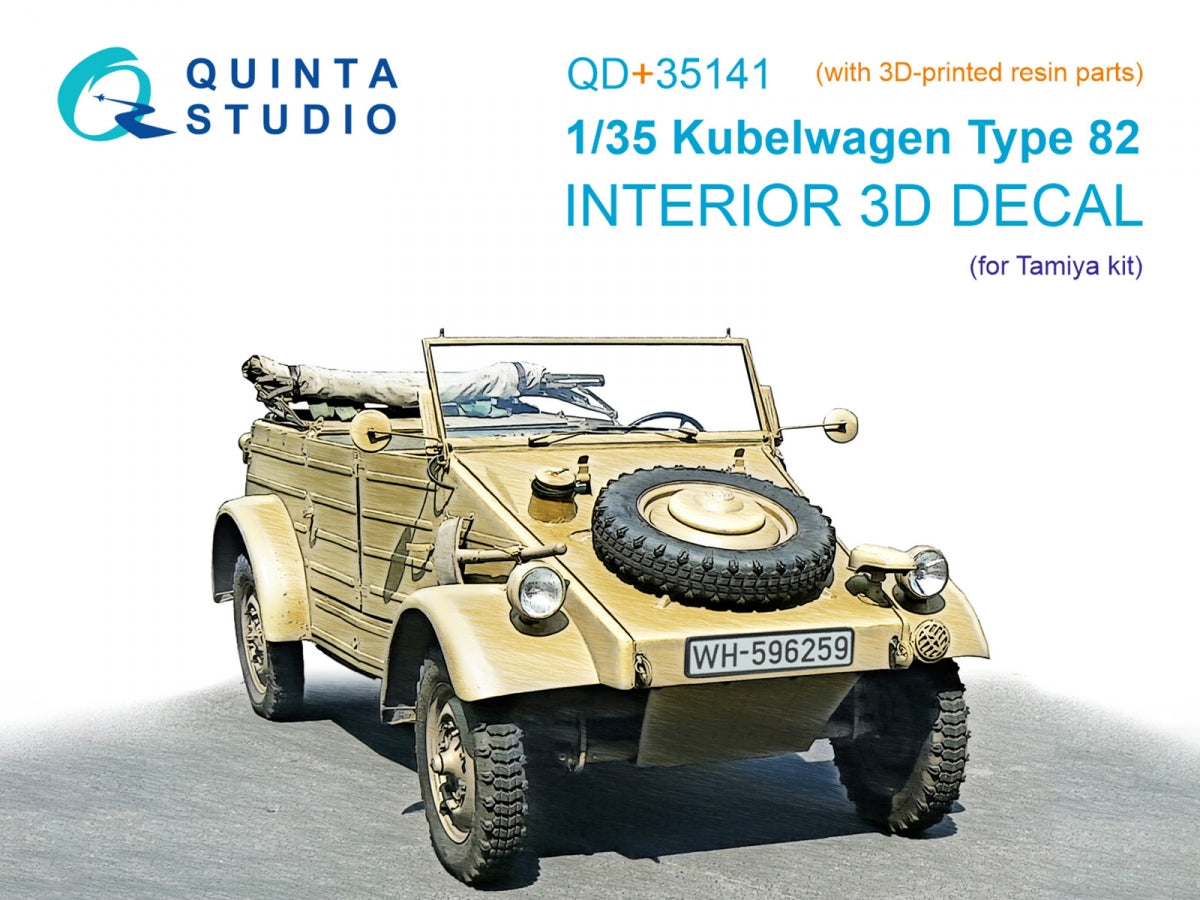Intérieur imprimé et coloré en 3D sur papier décalcomanie (Tamiya) (avec pièces en résine imprimées en 3D) Quinta Studio QD+35141 Kubelwagen Type 82, échelle 1/35