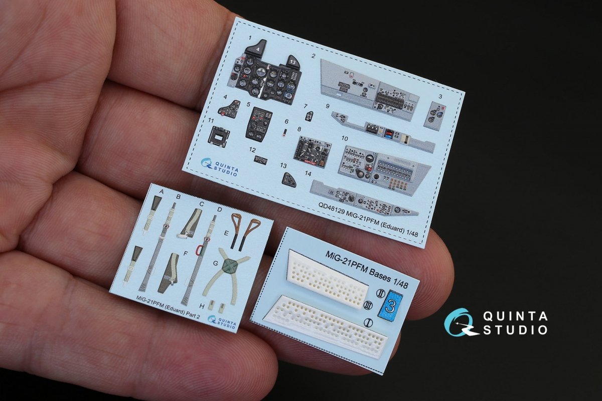 Intérieur imprimé en 3D et coloré sur papier décalcomanie (pour kit Eduard) Quinta Studio QD48129 MiG-21PFM (panneaux gris) 1/48 – image 2