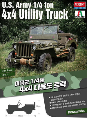 Camion utilitaire 4x4 de l&amp;#39;armée américaine Academy 13547, 1/4 tonne, échelle 1/24