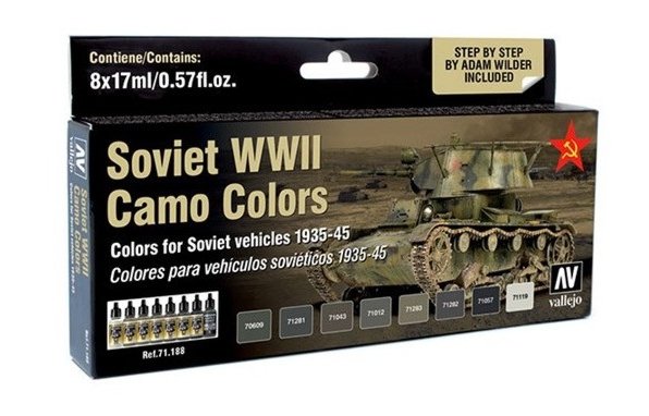 Vallejo 71188 Couleurs de camouflage pour véhicules soviétiques de la Seconde Guerre mondiale 8x17 ml.