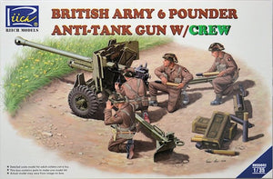 Maquette Rich Models RV35042 Canon antichar britannique de 6 livres avec équipage, échelle 1/35