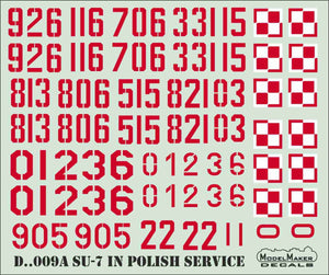 ModelMaker Decals D48009A Su-7 en service polonais 1/48