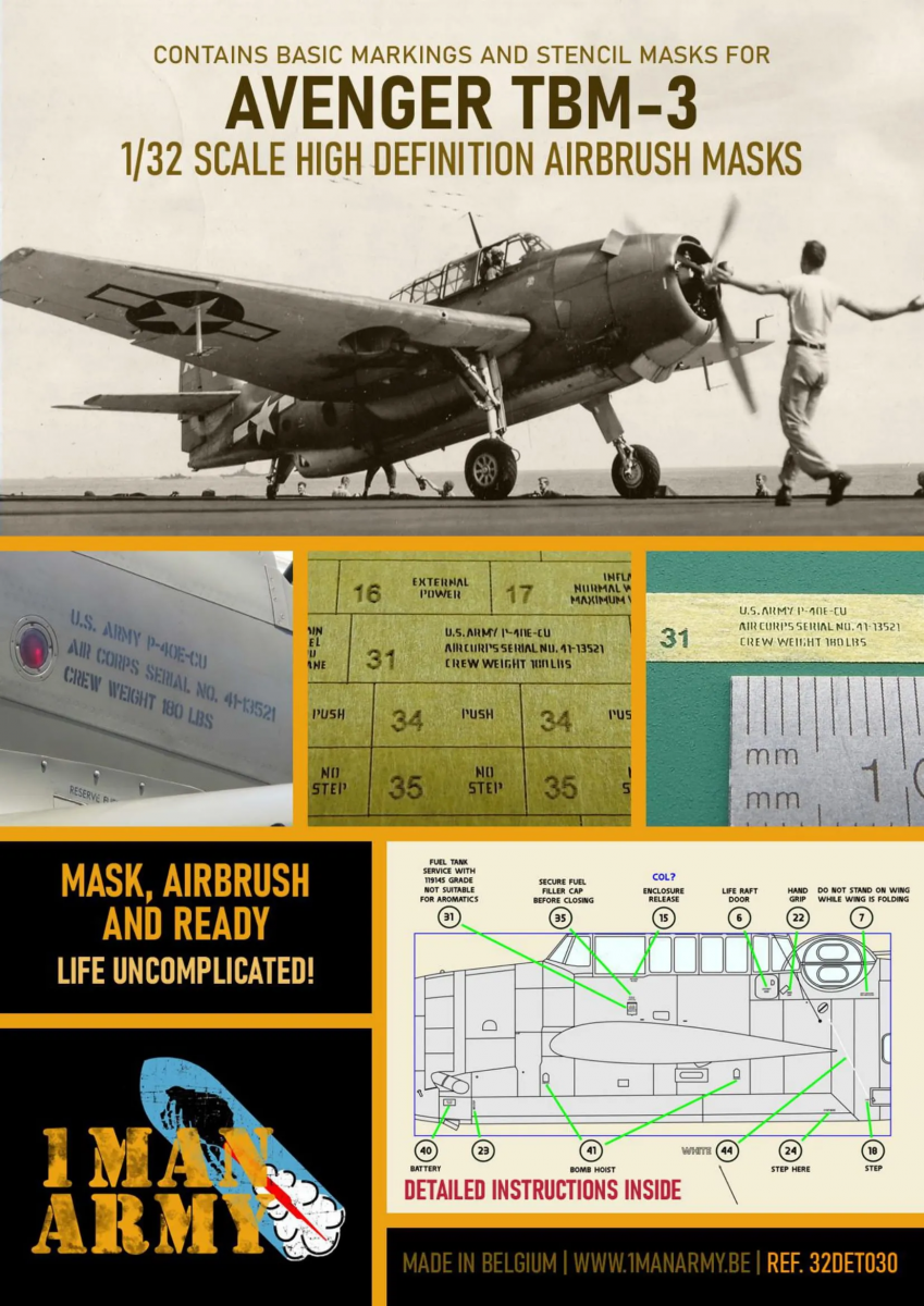 Maquette 1 Man Army 32DET030 TBM-3/3E AVENGER (pour Trumpeter) au 1/32