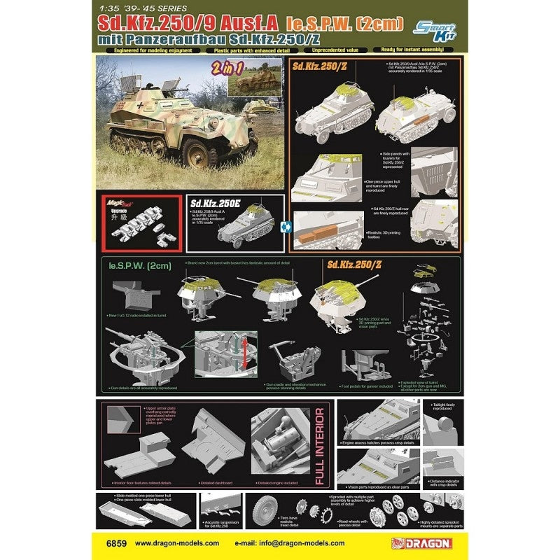Dragon 6859 Sd.Kfz. 250/9 Ausf. A (2cm KwK) Intérieur complet 2en1 1/35