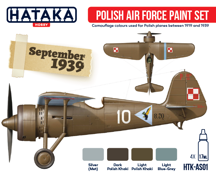 Coffret de peinture Hataka HTK-AS01 pour l'armée de l'air polonaise (4 x 17 ml)