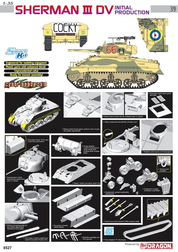 Cyber ​​Hobby 6527 Sherman III DV Production initiale (1/35)