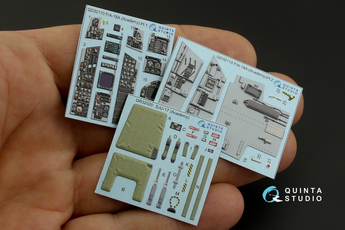 Intérieur imprimé en 3D et coloré sur papier décalcomanie Quinta Studio QD32110 F/A-18A (Academy) à l&amp;#39;échelle 1/32  – image 2