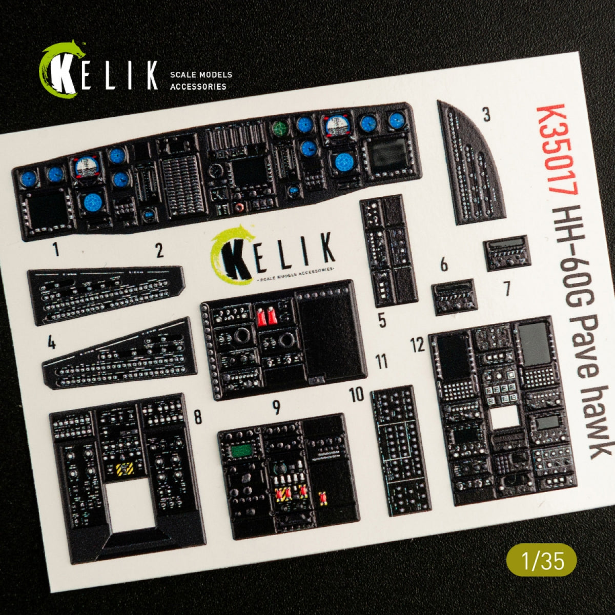 KELIK K35017 HH-60G PAVE HAWK DÉCALCOMANIES 3D INTÉRIEURES POUR MAQUETTE KITTY HAWK 1/35  – image 3