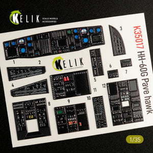 KELIK K35017 HH-60G PAVE HAWK DÉCALCOMANIES 3D INTÉRIEURES POUR MAQUETTE KITTY HAWK 1/35  – image 3