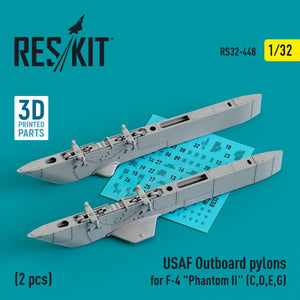 RESKIT RS32-0448 Pylônes extérieurs USAF pour F-4 Phantom II (C, D, E, G) (2 pièces) (Impression 3D) 1/32