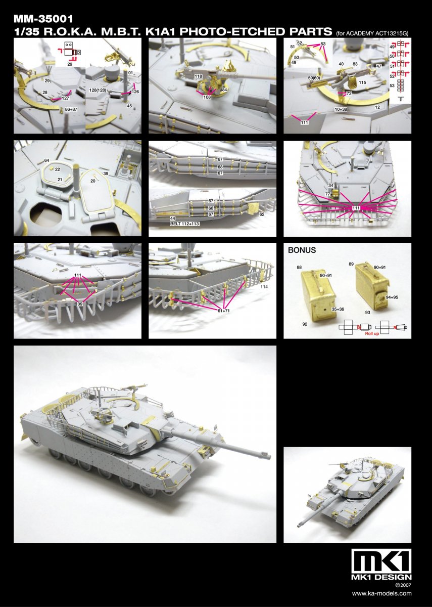 MK1 Design MM-35001 ROKA K1A1 PIÈCES DE DÉTAIL RADIOGRAPHIÉES 1/35 – image 2