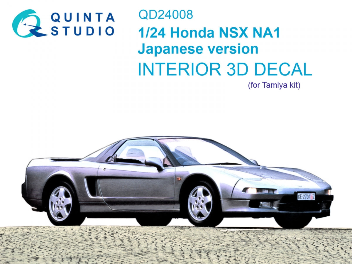 Intérieur imprimé en 3D et coloré sur papier décalcomanie Quinta Studio QD24008 Honda NSX NA1 version japonaise (Tamiya) 1/24