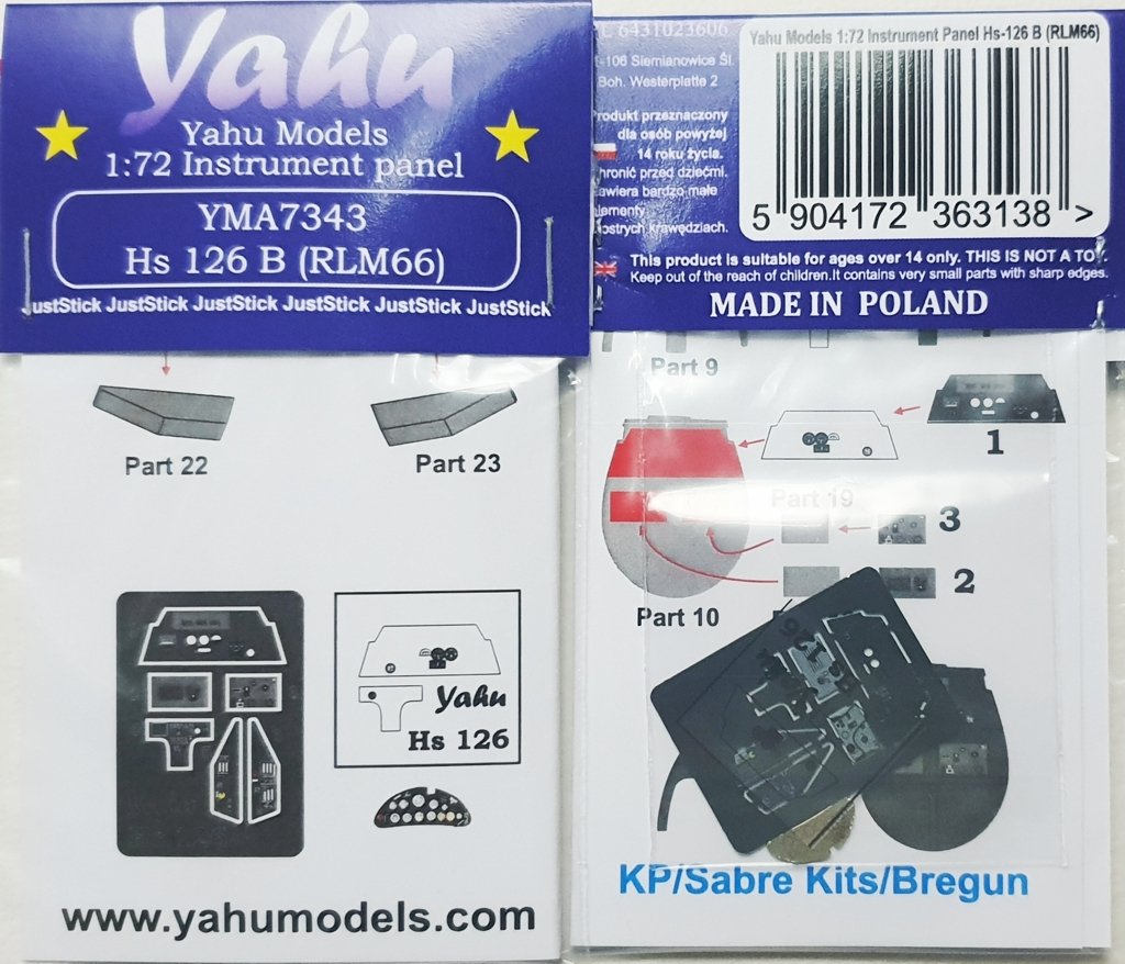 Yahu YMA7343 Hs-126 B-1 RLM66 KP / Saber Kits 1/72