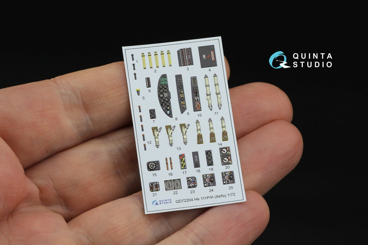 Quinta Studio QD72204 He 111 P/H 3D-Printed &amp;amp; coloured Interior on decal paper (Airfix) 1/72 – zdjęcie 4