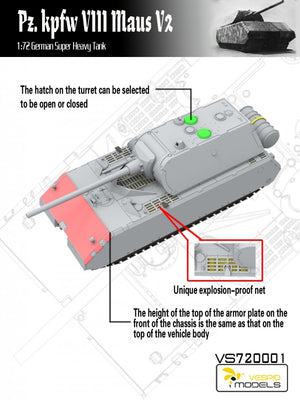 Maquette Vespid Models VS720001 Pz.Kpfw. VIII Maus V2 Char super-lourd allemand 1/72 – Bild 3