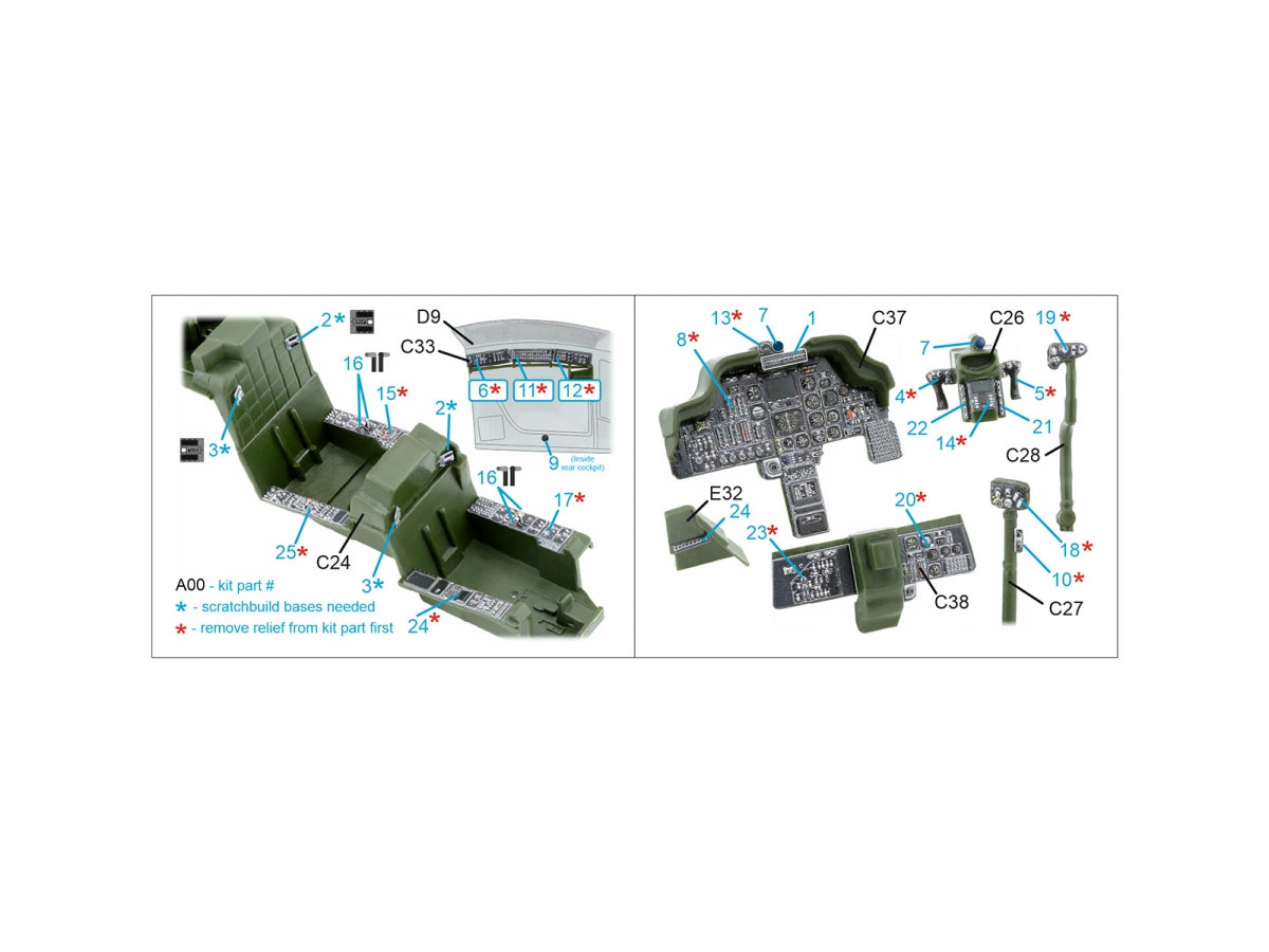 Intérieur imprimé en 3D et coloré sur papier décalcomanie Quinta Studio QDS-48572 AH-64A (Academy/Modelist) (petite version) 1/48  – immagine 12