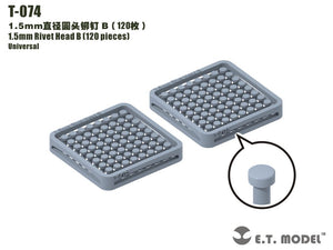 Rivets à tête B, modèle T-074 de 1,5 mm (120 pièces)